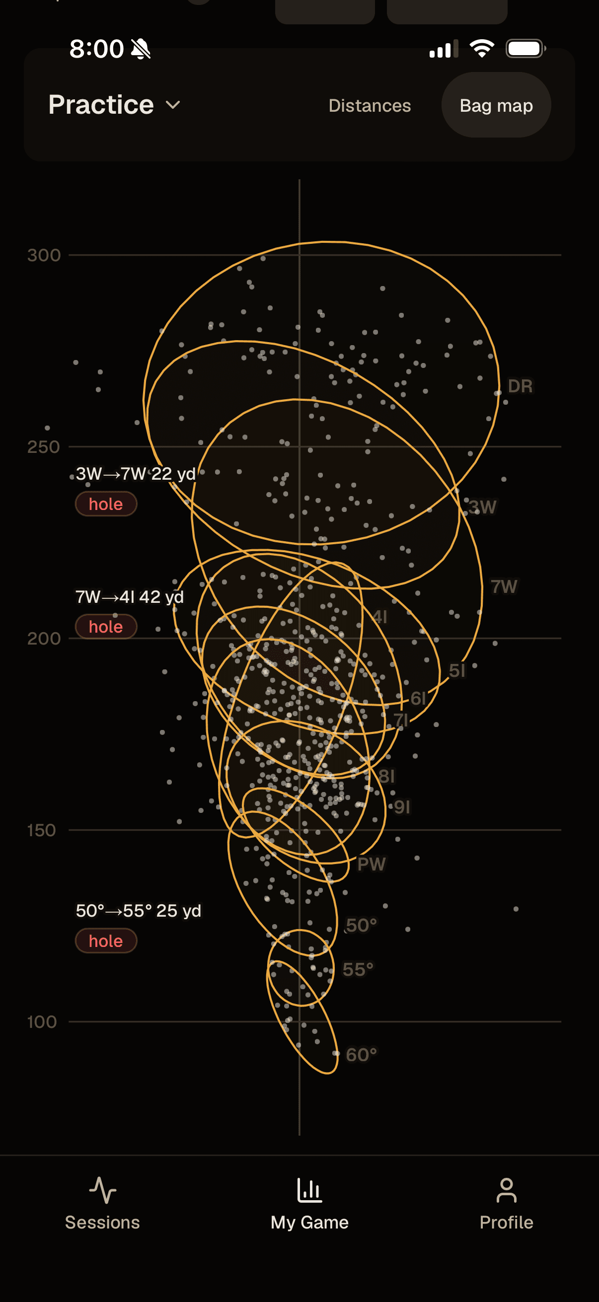 The bag map on a phone